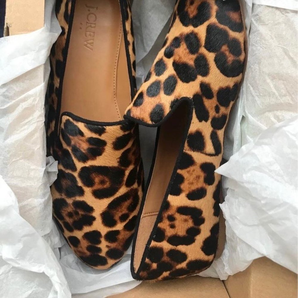 JCrew Leopard Print Smoking Loafer - Size 8, NWT